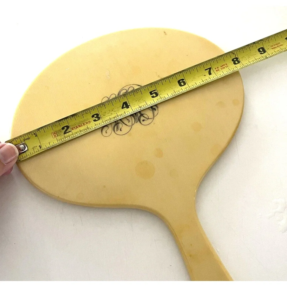 Antique Art Deco Ivorine Big Hand Mirror Celluloid Dresser Accessory Woman Retro